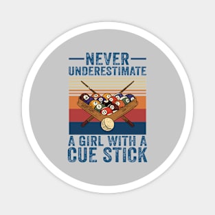 Never Underestimate A Girl With A Cue Stick Magnet